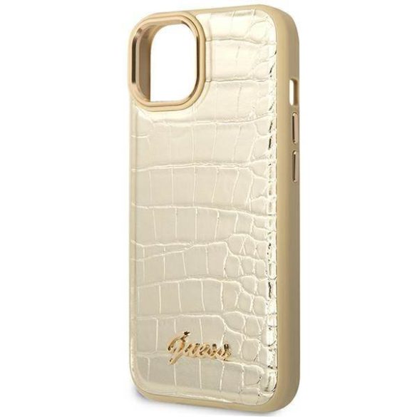 Guess GUHCP14SHGCRHD iPhone 14 6.1" arany keménytok Croco Collection