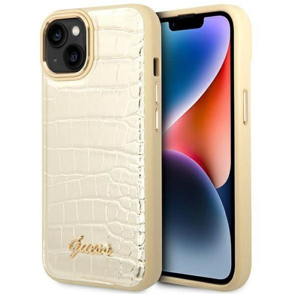 Guess GUHCP14MHGCRHD iPhone 14 Plus / 15 Plus 6.7" arany keménytok Croco kollekció