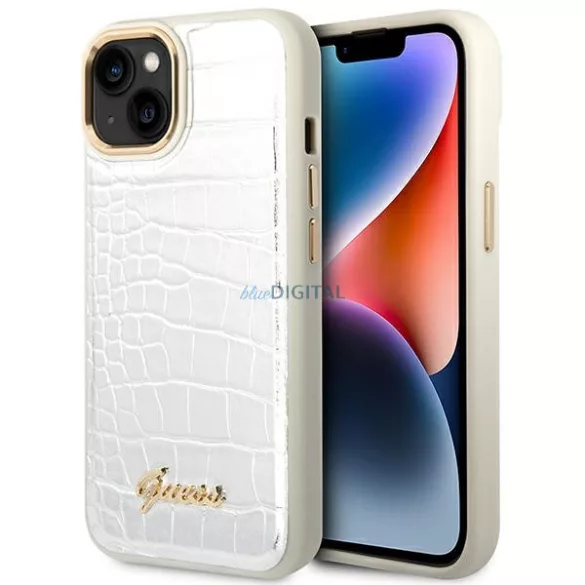 Guess GUHCP14MHGCRHS iPhone 14 Plus 6.7" ezüst keménytok Croco kollekció