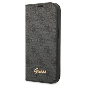 Guess GUBKP14SHG4SHK iPhone 14 / 15 / 13 6.1" fekete könyvtok 4G szüreti arany logóval