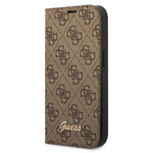 Guess GUBKP14MHG4SHW iPhone 14 Plus / 15 Plus 6.7" barna könyvtok 4G szüreti arany logóval