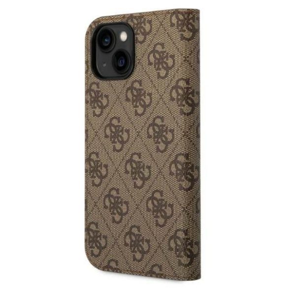 Guess GUBKP14MHG4SHW iPhone 14 Plus / 15 Plus 6.7" barna könyvtok 4G szüreti arany logóval