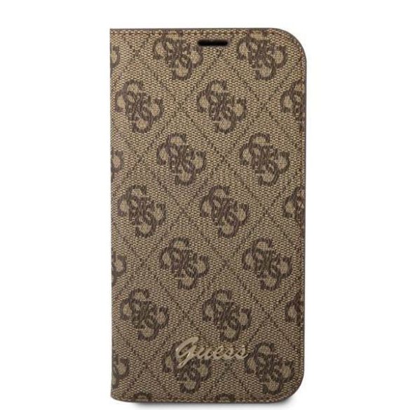 Guess GUBKP14MHG4SHW iPhone 14 Plus / 15 Plus 6.7" barna könyvtok 4G szüreti arany logóval