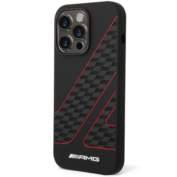 AMG AMHMP14X2SCFR iPhone 14 Pro Max 6,7" fekete keménytok kockás zászló mintás  MagSafe tok