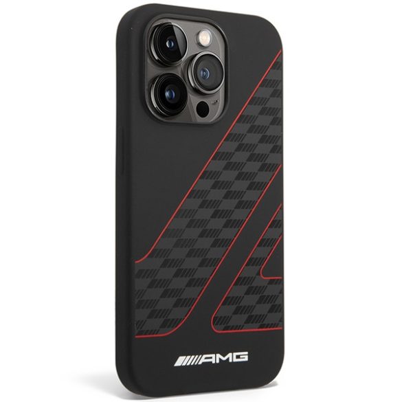 AMG AMHMP14X2SCFR iPhone 14 Pro Max 6,7" fekete keménytok kockás zászló mintás  MagSafe tok