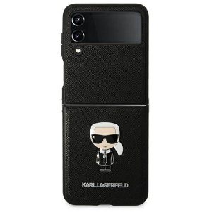 Karl Lagerfeld KLHCZF4IKMSBK F721 Z Flip 4 fekete könyvtok Saffiano ikonikus fém logós