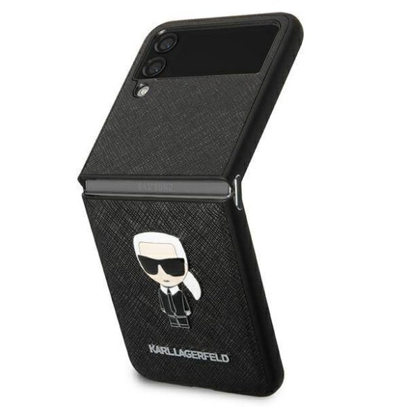Karl Lagerfeld KLHCZF4IKMSBK F721 Z Flip 4 fekete könyvtok Saffiano ikonikus fém logós