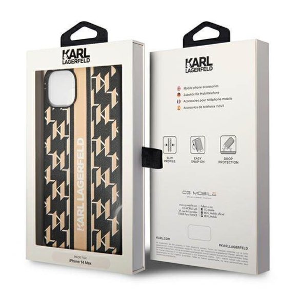 Karl Lagerfeld KLHCP14MPGKLSKW iPhone 14 Plus / 15 Plus 6,7" keménytok barna Monogram Stripe