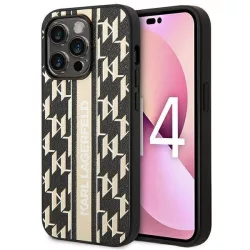   Karl Lagerfeld KLHCP14XPGKLSKW iPhone 14 Pro Max 6,7" keménytok barna Monogram csíkos tok