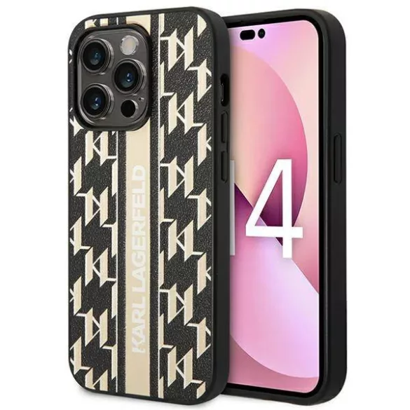 Karl Lagerfeld KLHCP14XPGKLSKW iPhone 14 Pro Max 6,7" keménytok barna Monogram csíkos tok