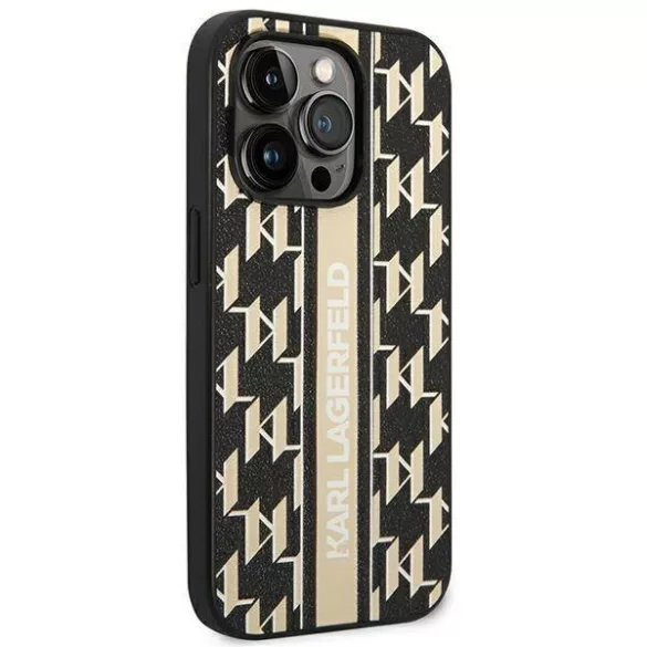 Karl Lagerfeld KLHCP14XPGKLSKW iPhone 14 Pro Max 6,7" keménytok barna Monogram csíkos tok