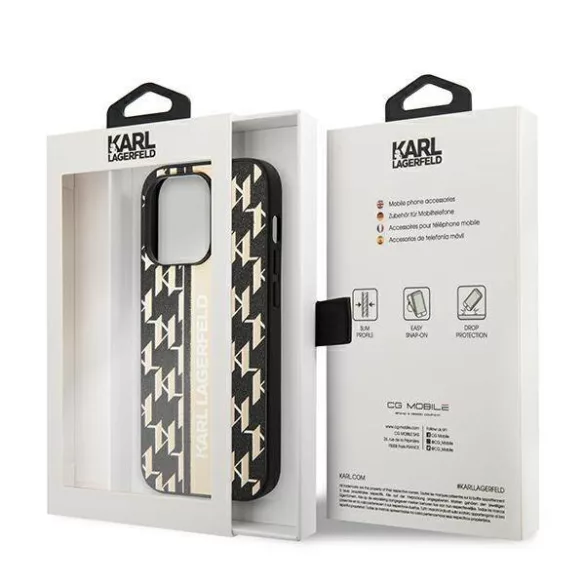 Karl Lagerfeld KLHCP14XPGKLSKW iPhone 14 Pro Max 6,7" keménytok barna Monogram csíkos tok