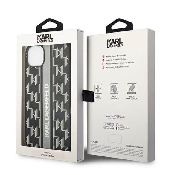 Karl Lagerfeld KLHCP14SPGKLSKG iPhone 14 / 15 / 13 6,1" keménytok szürke Monogram csíkos