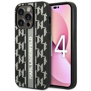 Karl Lagerfeld KLHCP14LPGKLSKG iPhone 14 Pro 6,1" keménytok szürke Monogram csíkos tok