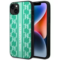   Karl Lagerfeld KLHCP14MPGKLSKN iPhone 14 Plus 6,7" keménytok zöld Monogram csíkos