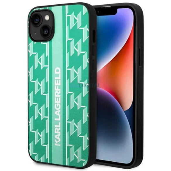 Karl Lagerfeld KLHCP14MPGKLSKN iPhone 14 Plus 6,7" keménytok zöld Monogram csíkos