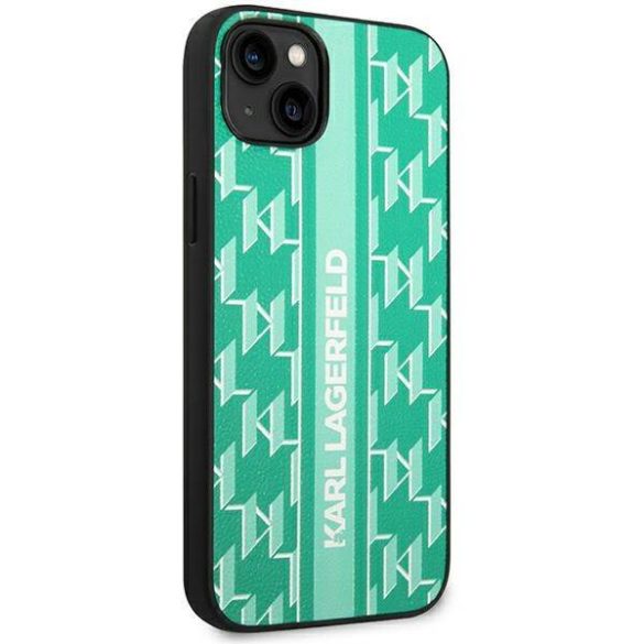 Karl Lagerfeld KLHCP14MPGKLSKN iPhone 14 Plus / 15 Plus 6,7" keménytok zöld Monogram csíkos