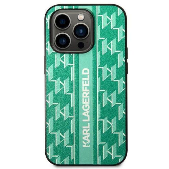 Karl Lagerfeld KLHCP14LPGKLSKN iPhone 14 Pro 6,1" keménytok zöld Monogram csíkos tok