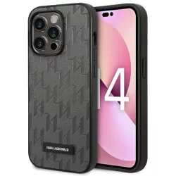   Karl Lagerfeld KLHCP14XSAKLHPG iPhone 14 Pro Max 6,7" keménytok szürke Saffiano mono fém logós