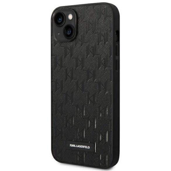 Karl Lagerfeld KLHCP14SSAKLHPK iPhone 14 / 15 / 13 6,1" keménytok fekete Saffiano Mono fém logó
