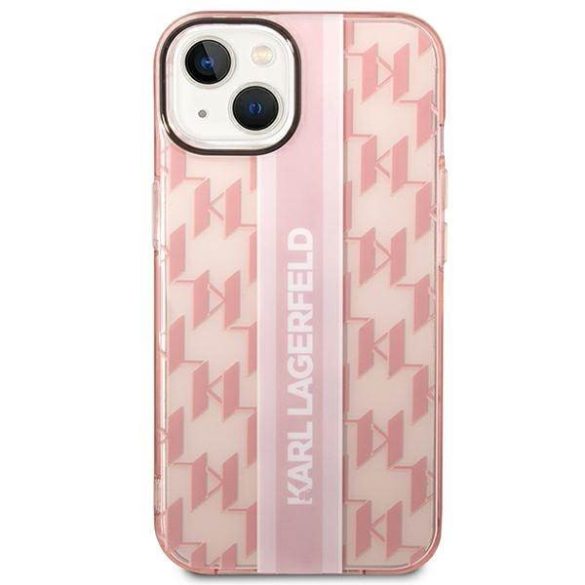 Karl Lagerfeld KLHCP14MHKLSPCP iPhone 14 Plus / 15 Plus 6,7" keménytok rózsaszín mono függőleges csíkos rózsaszín