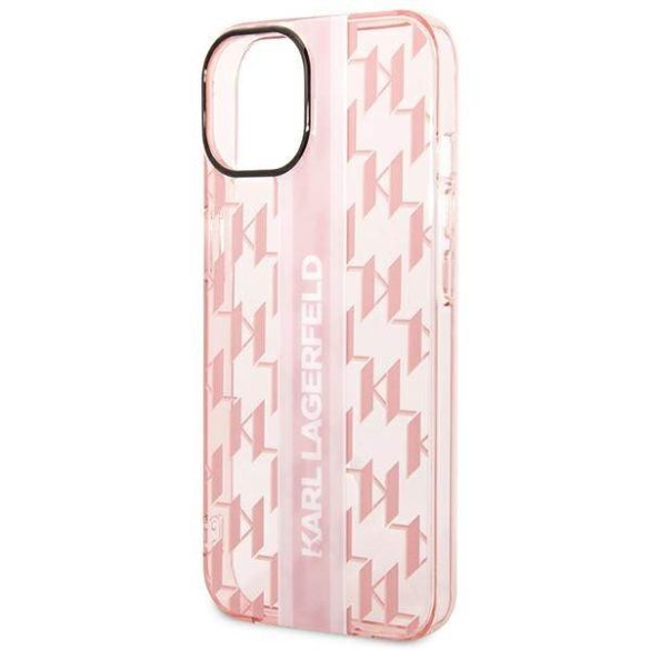 Karl Lagerfeld KLHCP14MHKLSPCP iPhone 14 Plus / 15 Plus 6,7" keménytok rózsaszín mono függőleges csíkos rózsaszín