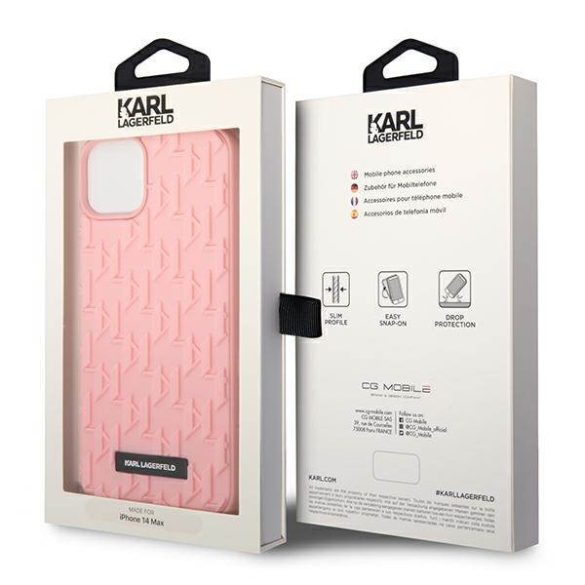Karl Lagerfeld KLHCP14MRUPKLPP iPhone 14 Plus / 15 Plus 6,7" keménytok rózsaszín 3D monogram