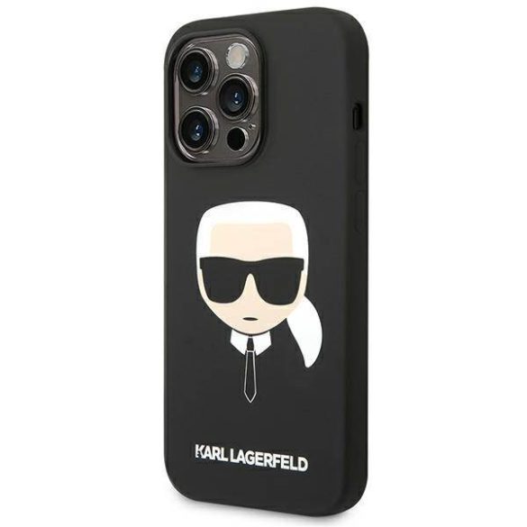 Karl Lagerfeld KLHCP14XSLKHBK iPhone 14 Pro Max 6,7" keménytok fekete szilikon Karl Lagerfeld fej tok