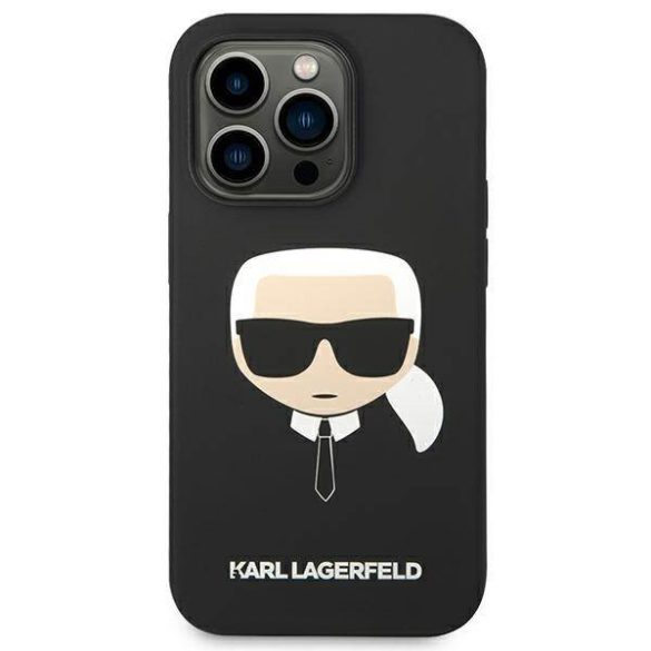 Karl Lagerfeld KLHCP14XSLKHBK iPhone 14 Pro Max 6,7" keménytok fekete szilikon Karl Lagerfeld fej tok