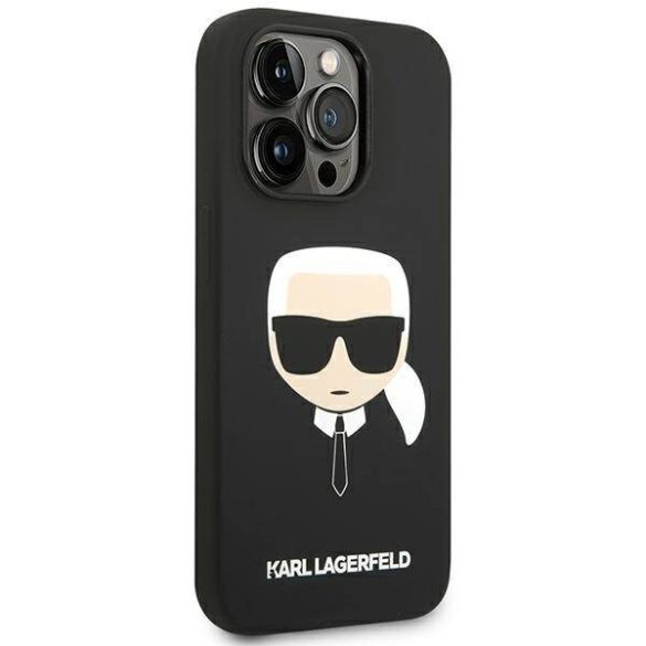 Karl Lagerfeld KLHCP14XSLKHBK iPhone 14 Pro Max 6,7" keménytok fekete szilikon Karl Lagerfeld fej tok