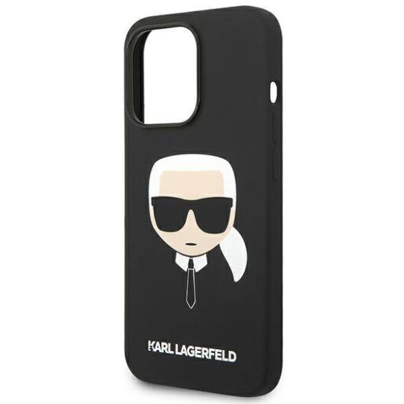 Karl Lagerfeld KLHCP14XSLKHBK iPhone 14 Pro Max 6,7" keménytok fekete szilikon Karl Lagerfeld fej tok