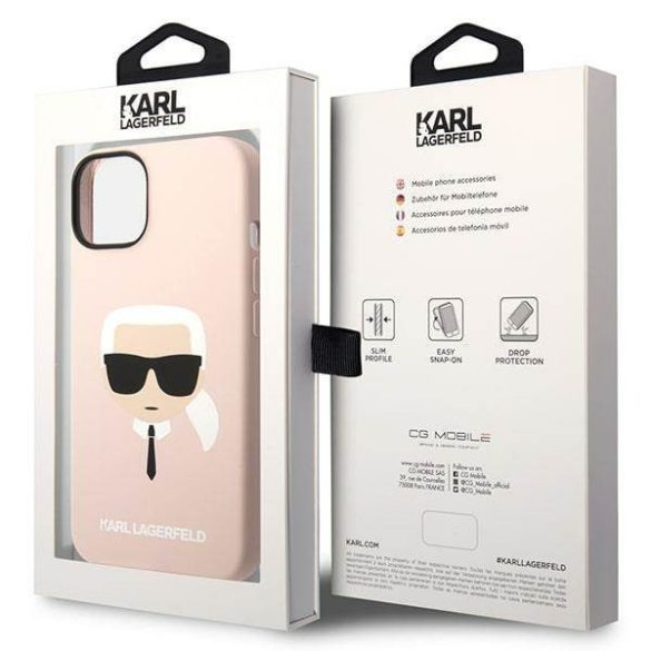 Karl Lagerfeld KLHCP14SSLKHLP iPhone 14 6,1" keménytok rózsaszín szilikon Karl's Head