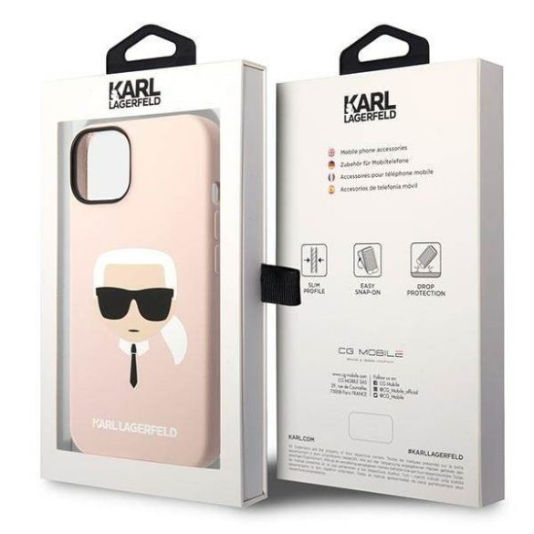 Karl Lagerfeld KLHCP14MSLKHLP iPhone 14 Plus / 15 Plus 6,7" keménytok rózsaszín szilikon Karl's Head szilikon