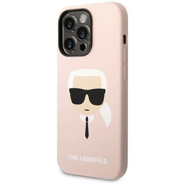 Karl Lagerfeld KLHCP14LSLKHLP iPhone 14 Pro 6,1" keménytok rózsaszín szilikon Karl Lagerfeld fej tok