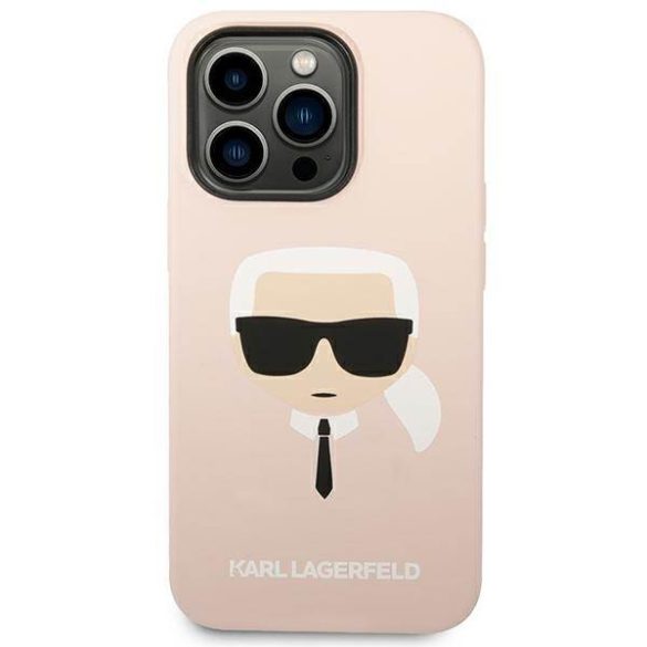 Karl Lagerfeld KLHCP14LSLKHLP iPhone 14 Pro 6,1" keménytok rózsaszín szilikon Karl Lagerfeld fej tok