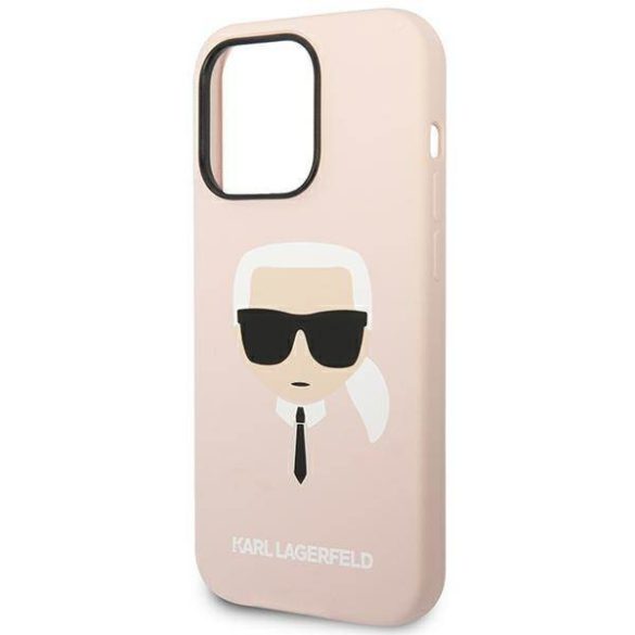 Karl Lagerfeld KLHCP14LSLKHLP iPhone 14 Pro 6,1" keménytok rózsaszín szilikon Karl Lagerfeld fej tok