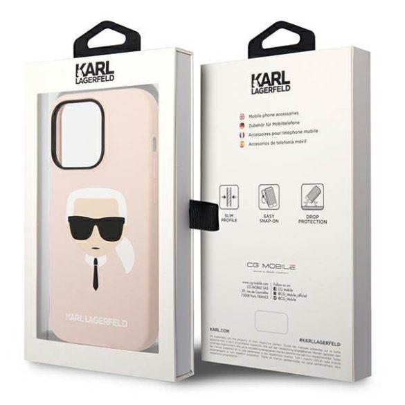 Karl Lagerfeld KLHCP14LSLKHLP iPhone 14 Pro 6,1" keménytok rózsaszín szilikon Karl Lagerfeld fej tok