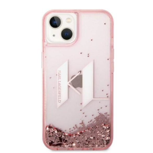 Karl Lagerfeld KLHCP14SLBKLCP iPhone 14 / 15 / 13 6,1" rózsaszín keménytok folyékony csillogó Big KL