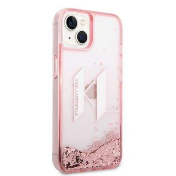 Karl Lagerfeld KLHCP14SLBKLCP iPhone 14 / 15 / 13 6,1" rózsaszín keménytok folyékony csillogó Big KL
