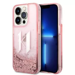   Karl Lagerfeld KLHCP14XLBKLCP iPhone 14 Pro Max 6,7" rózsaszín folyékony csillogó kristályos keménytok Nagy KL logó