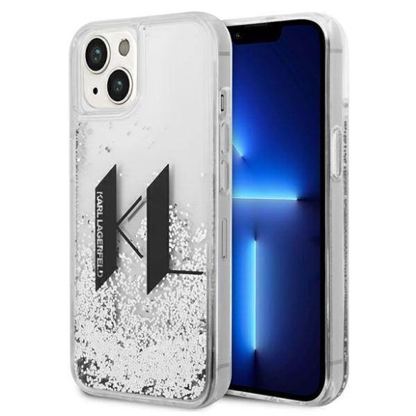 Karl Lagerfeld KLHCP14SLBKLCS iPhone 14 6,1" ezüst keménytok folyékony csillogó Big KL