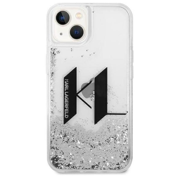 Karl Lagerfeld KLHCP14SLBKLCS iPhone 14 6,1" ezüst keménytok folyékony csillogó Big KL