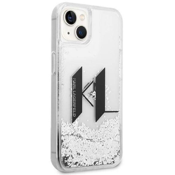 Karl Lagerfeld KLHCP14SLBKLCS iPhone 14 6,1" ezüst keménytok folyékony csillogó Big KL