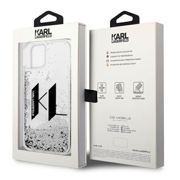 Karl Lagerfeld KLHCP14SLBKLCS iPhone 14 6,1" ezüst keménytok folyékony csillogó Big KL