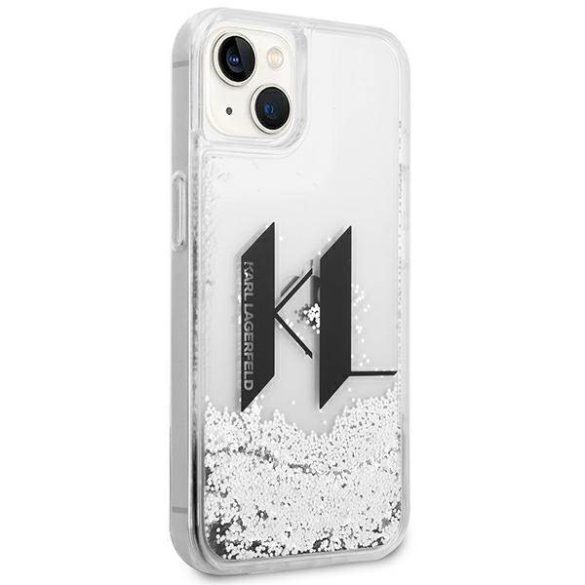 Karl Lagerfeld KLHCP14MLBKLCS iPhone 14 Plus / 15 Plus 6,7" ezüst keménytok folyékony Glitter Big KL