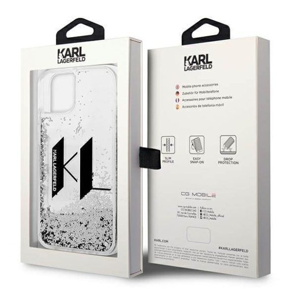 Karl Lagerfeld KLHCP14MLBKLCS iPhone 14 Plus / 15 Plus 6,7" ezüst keménytok folyékony Glitter Big KL