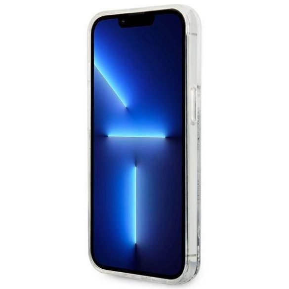 Karl Lagerfeld KLHCP14LLBKLCS iPhone 14 Pro 6,1" ezüst folyékony csillogó kristályos keménytok nagy KL logó
