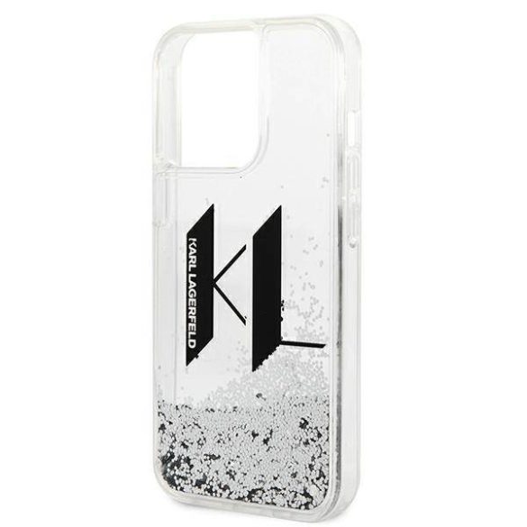 Karl Lagerfeld KLHCP14XLBKLCS iPhone 14 Pro Max 6,7" ezüst folyékony csillogó kristályos keménytok nagy KL logó