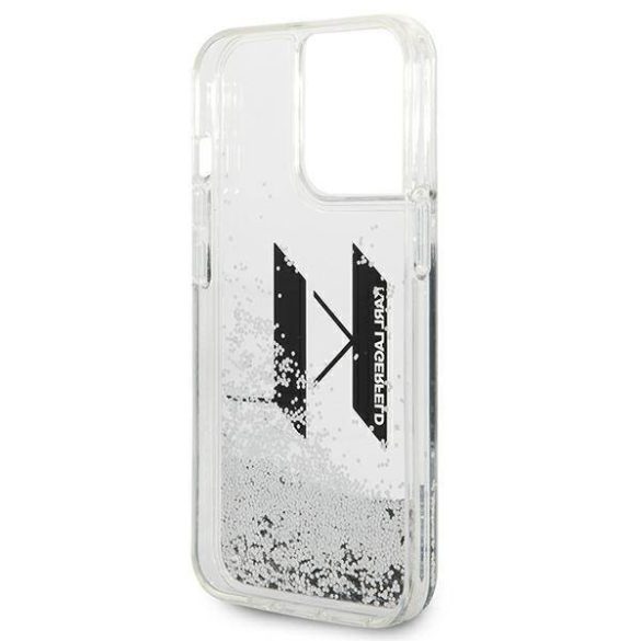 Karl Lagerfeld KLHCP14XLBKLCS iPhone 14 Pro Max 6,7" ezüst folyékony csillogó kristályos keménytok nagy KL logó