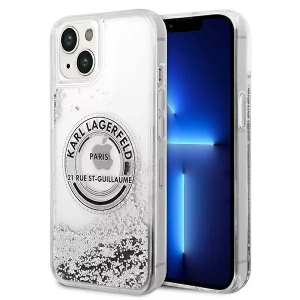 Karl Lagerfeld KLHCP14MLCRSGRS iPhone 14 Plus 6,7" ezüst keménytok folyékony Glitter RSG